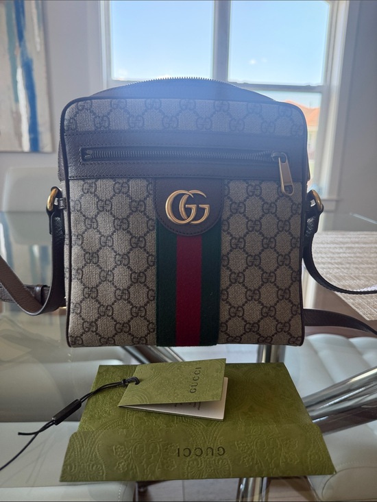 Gucci Other - Gucci Beige GG Supreme Crossbody with Green & Red Web Stripe